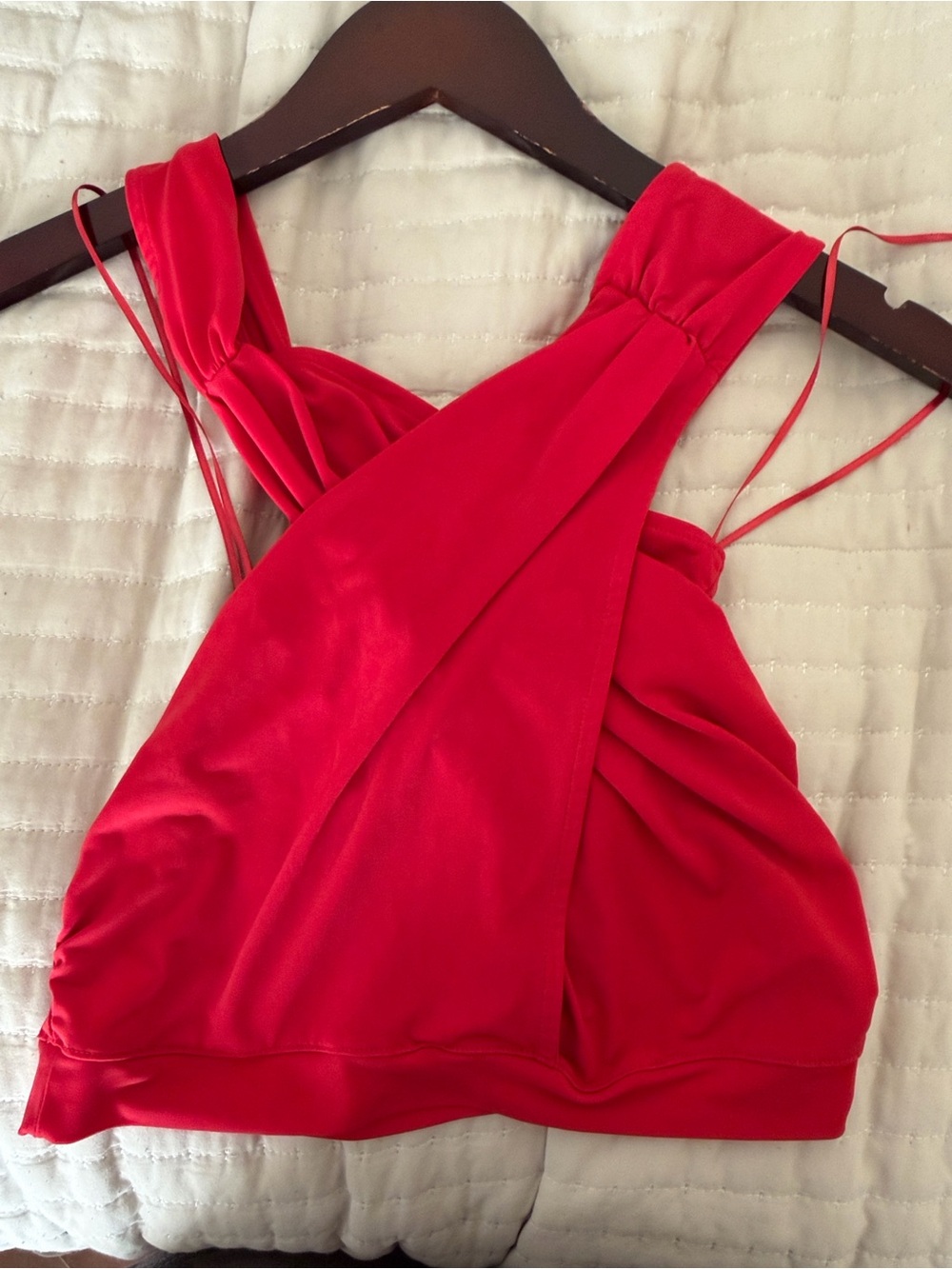 Leith Bright Red Draped Cross-Front Tank
